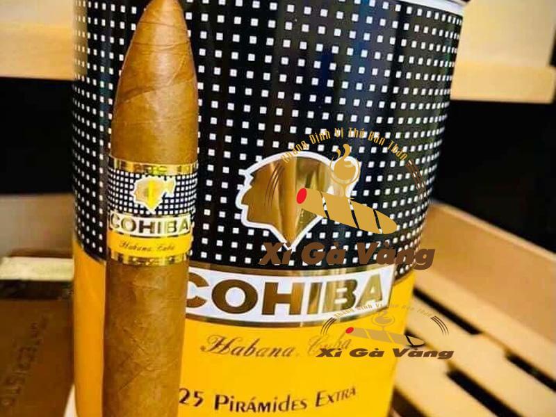Cận cảnh sản phẩm Cohiba Piramides hộp sứ 25 điếu